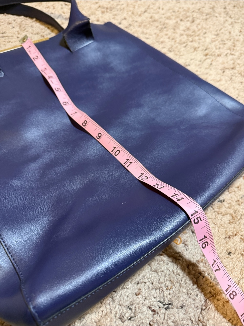 BCBGMaxAzria Navy Leather Structured Tote - Picture 6 of 11